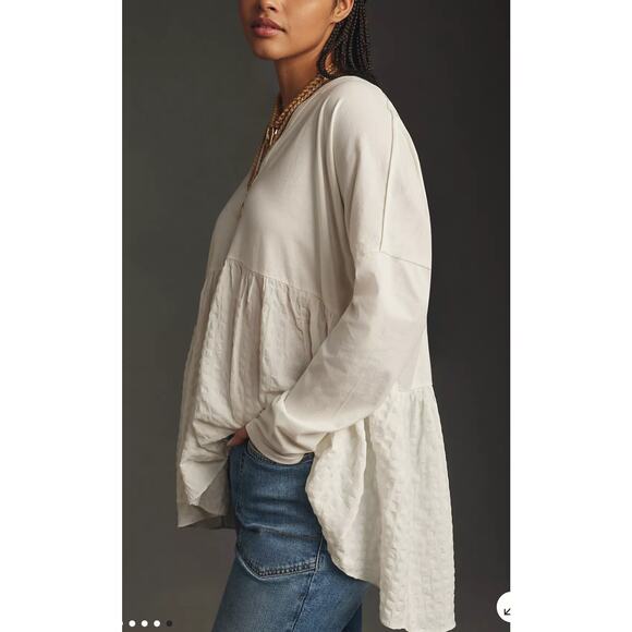 Pilcro from Anthropologie Long Sleeve Babydoll Top in White Size XL - Picture 5 of 10